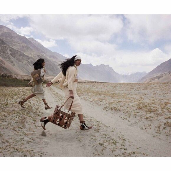 Myra Bag Handmade Chesternut Backpack Upcycled Canvas & Cowhide Leather